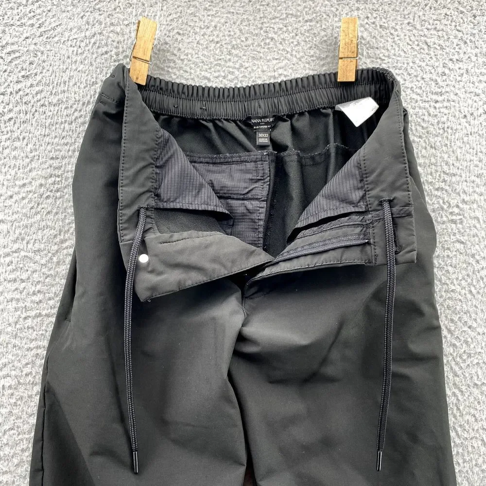 Banana Republic Jogger Pants Mens 30X32 Black Slim Tapered Chino Academia Preppy